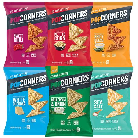 Pop corner - Jun 13, 2021 · PopCorners is the “better for you” popped corn snack. They are a healthy non-GMO, gluten-free snack that has 50% less fat than other chips. Also, Popcorners has a unique manufacturing process that is quite different from other chips and crisps. The process of making Popcorners is patented by its parent company. 
